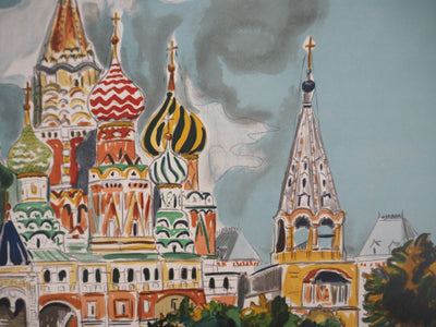 Yves BRAYER : La Basilique de Basile le Bienheureux, 1976 - Lithographie (détail)