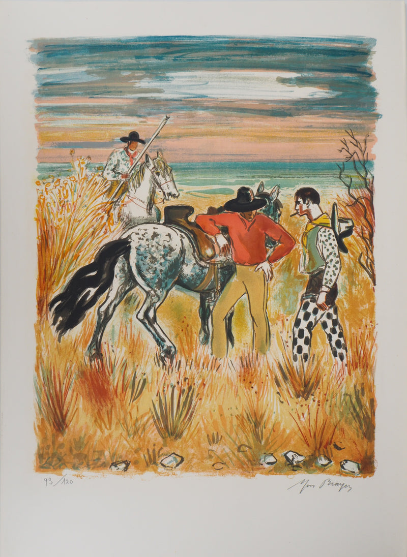 Yves BRAYER : Les gardiens, 1973 - Lithographie