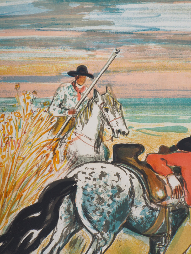 Yves BRAYER : Les gardiens, 1973 - Lithographie (détail)