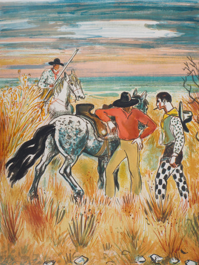 Yves BRAYER : Les gardiens, 1973 - Lithographie (détail)