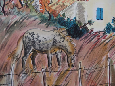 Yves BRAYER : Paysage de Camargue - Lithographie (détail)