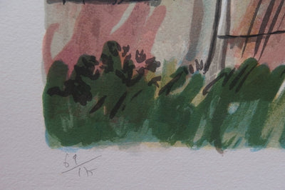 Yves BRAYER : Paysage de Camargue - Lithographie (détail)