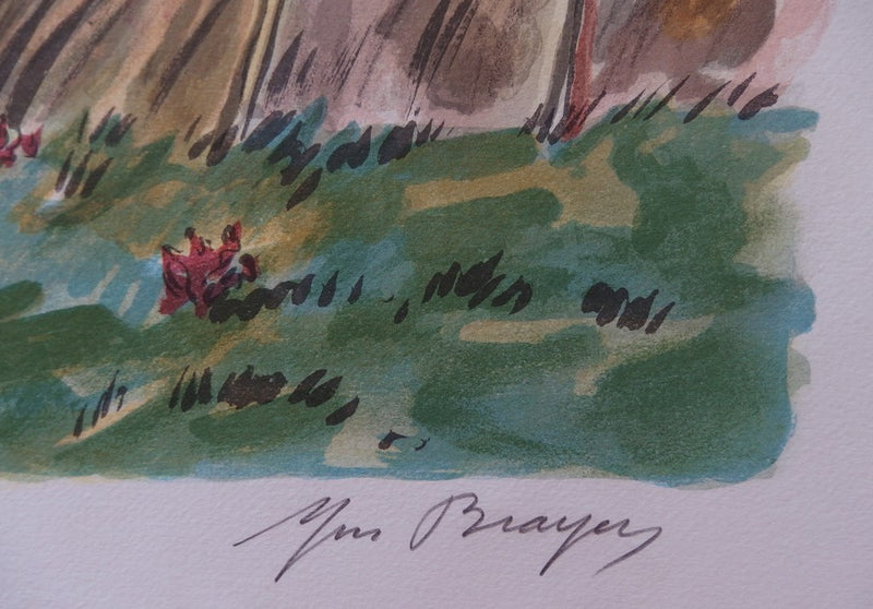 Yves BRAYER : Paysage de Camargue - Lithographie (détail)