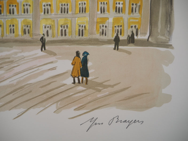 Yves BRAYER : La place des Cathédrales au Kremlin, 1976 - Lithographie (détail)
