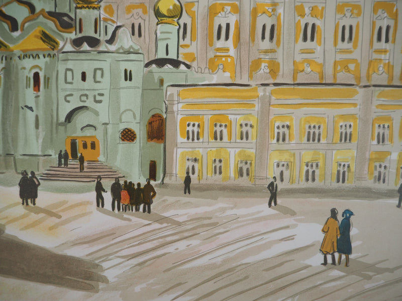 Yves BRAYER : La place des Cathédrales au Kremlin, 1976 - Lithographie (détail)
