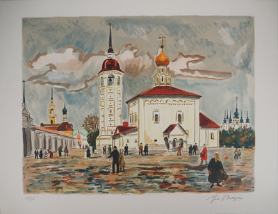 Yves BRAYER : Souzdal : La place, 1976 - Lithographie