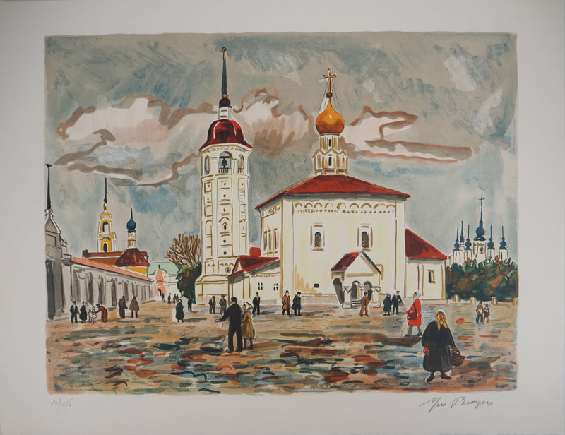 Yves BRAYER : Souzdal : La place, 1976 - Lithographie