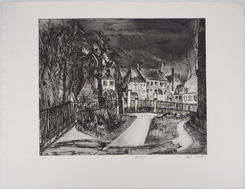 Claude BRETON : Amiens - Gravure (détail)