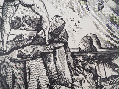 Constant LE BRETON : Polyphème, 1925 - Gravure sur bois (détail)