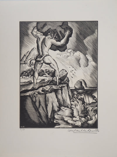 Constant LE BRETON : Polyphème, 1925 - Gravure sur bois (détail)
