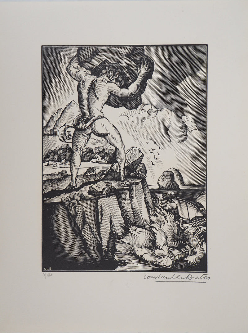 Constant LE BRETON : Polyphème, 1925 - Gravure sur bois (détail)