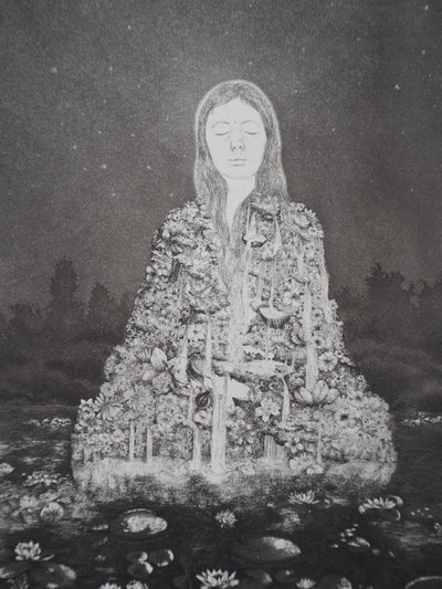 Dominique BRIFFAUT : Méditation, contemplation - Gravure (détail)