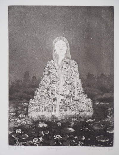 Dominique BRIFFAUT : Méditation, contemplation - Gravure (détail)