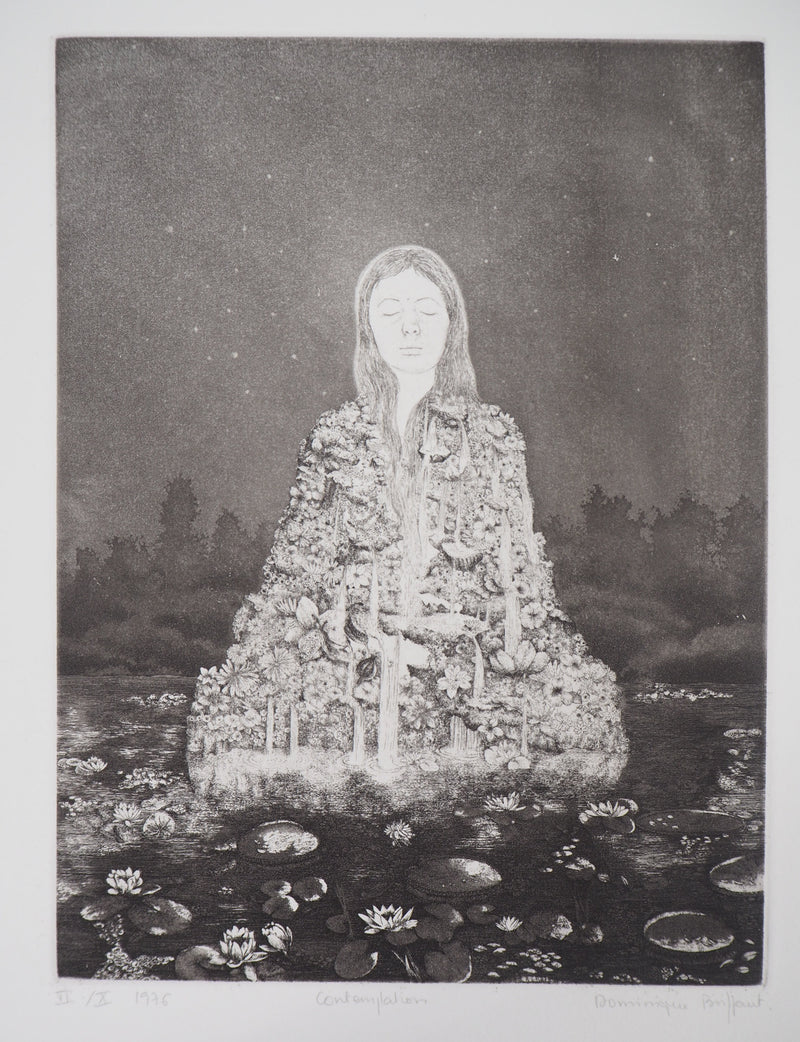 Dominique BRIFFAUT : Méditation, contemplation - Gravure (détail)