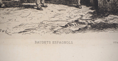 Felix BRISSOT DE WARWILLE : Baudets espagnols - Gravure (détail)