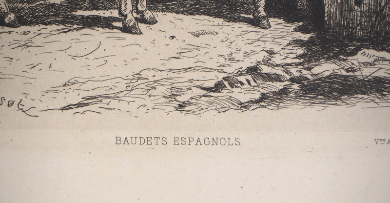 Felix BRISSOT DE WARWILLE : Baudets espagnols - Gravure (détail)