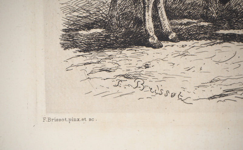 Felix BRISSOT DE WARWILLE : Baudets espagnols - Gravure (détail)