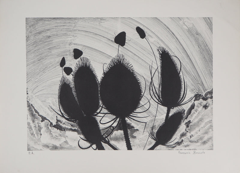 François BROSOLO : Les chardons - Lithographie