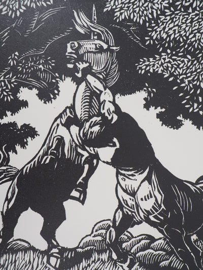 Honore BROUTELLE : Le Centaure et la Licorne, 1929 - Gravure sur bois (détail)