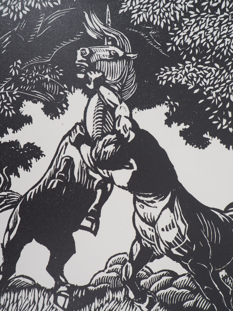 Honore BROUTELLE : Le Centaure et la Licorne, 1929 - Gravure sur bois (détail)