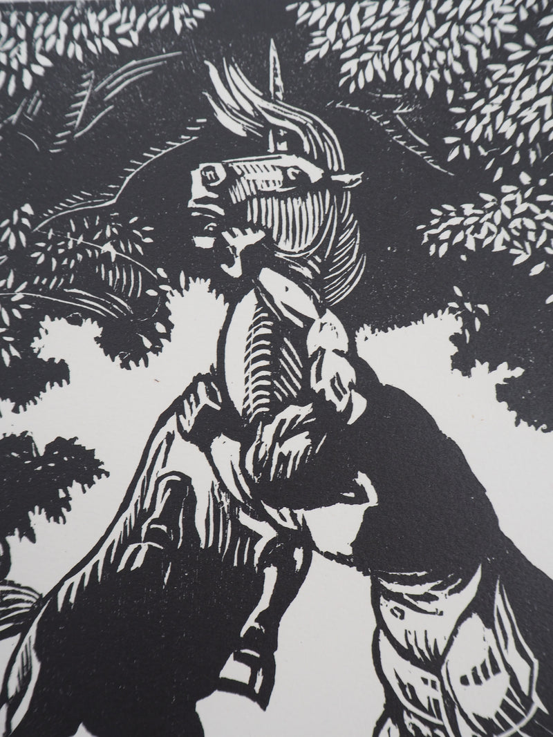 Honore BROUTELLE : Le Centaure et la Licorne, 1929 - Gravure sur bois (détail)