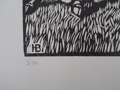 Honore BROUTELLE : Le Centaure et la Licorne, 1929 - Gravure sur bois (détail)