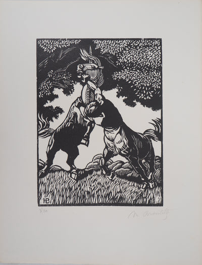 Honore BROUTELLE : Le Centaure et la Licorne, 1929 - Gravure sur bois (détail)