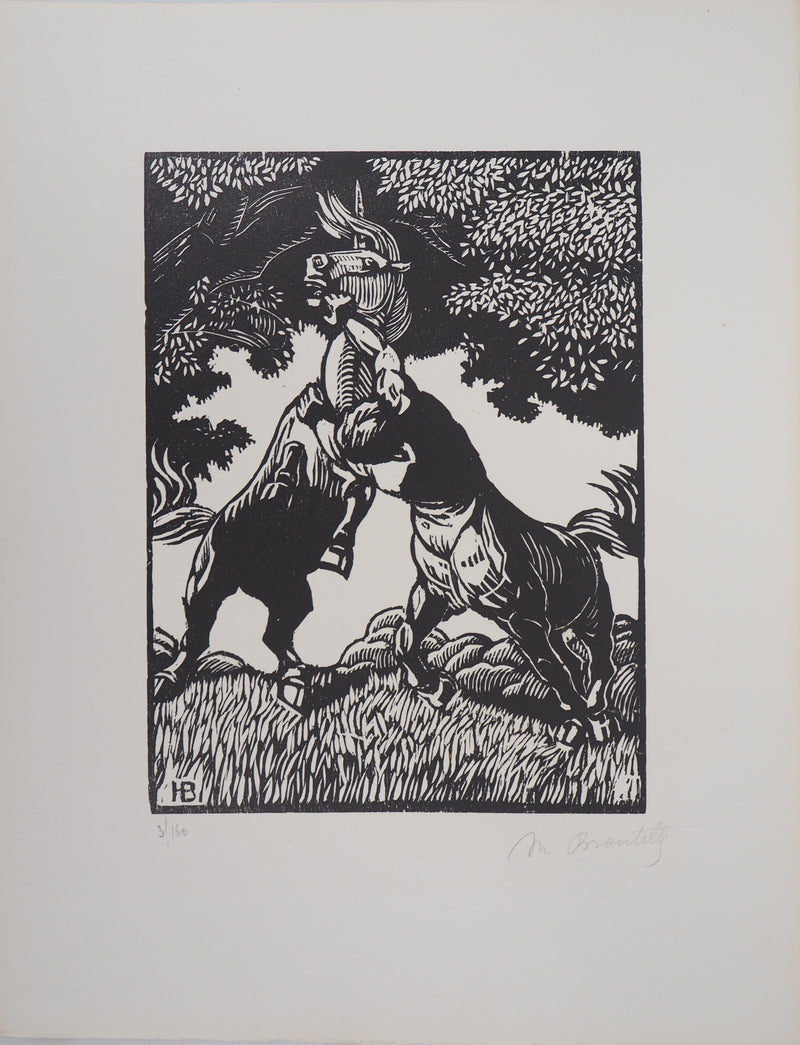 Honore BROUTELLE : Le Centaure et la Licorne, 1929 - Gravure sur bois (détail)