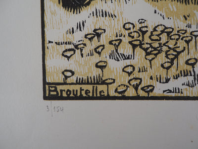 Honore BROUTELLE : La Force du Boeuf, 1922 - Gravure sur bois (détail)