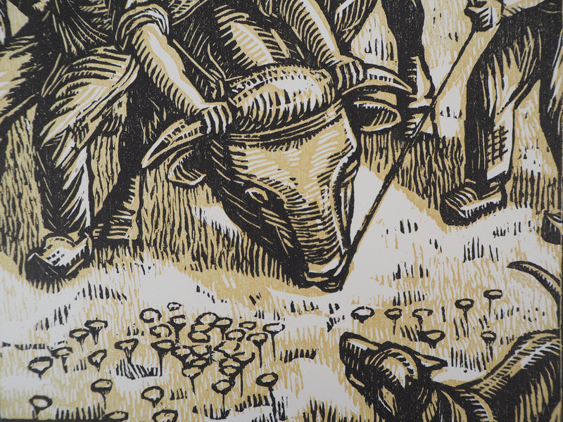 Honore BROUTELLE : La Force du Boeuf, 1922 - Gravure sur bois (détail)