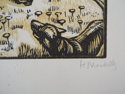 Honore BROUTELLE : La Force du Boeuf, 1922 - Gravure sur bois (détail)