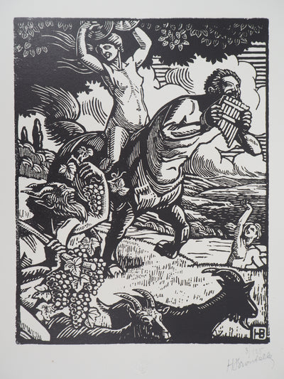 Honoré BROUTELLE : Au temps des vendanges, 1921 - Gravure sur bois