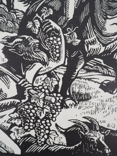 Honoré BROUTELLE : Au temps des vendanges, 1921 - Gravure sur bois (détail)