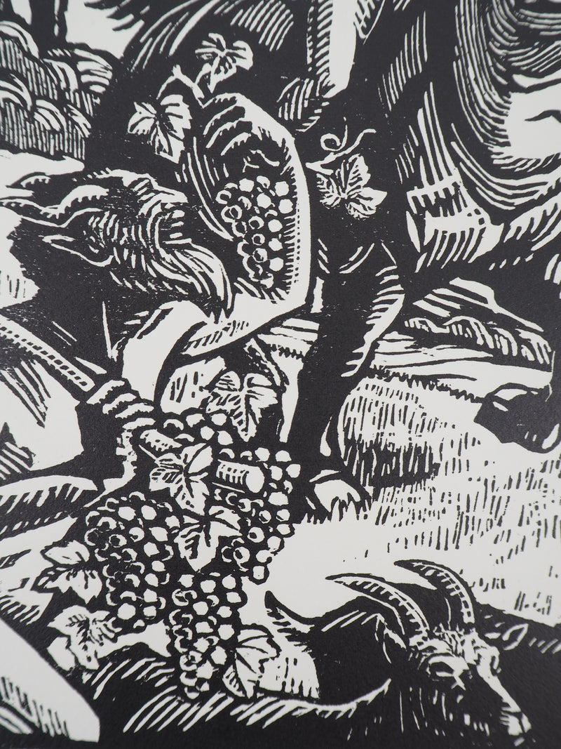 Honoré BROUTELLE : Au temps des vendanges, 1921 - Gravure sur bois (détail)