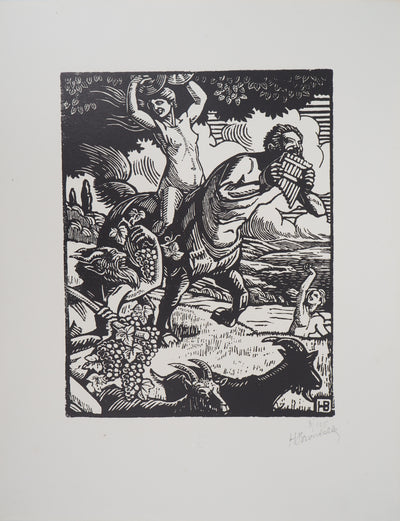 Honoré BROUTELLE : Au temps des vendanges, 1921 - Gravure sur bois (détail)