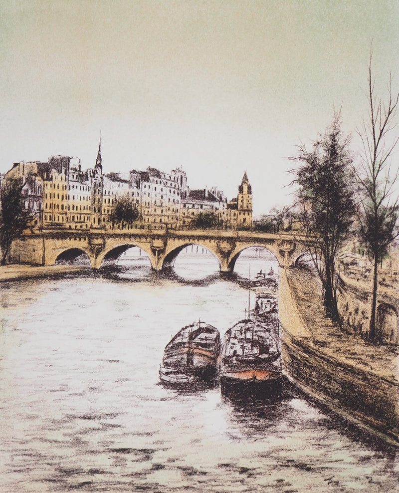 Pierre BRUNO : Au quai de la seine - Lithographie