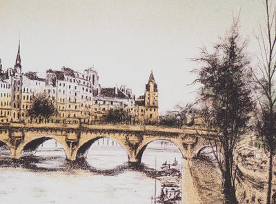 Pierre BRUNO : Au quai de la seine - Lithographie (détail)