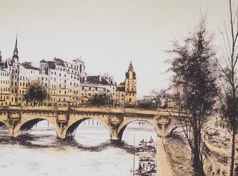 Pierre BRUNO : Au quai de la seine - Lithographie (détail)