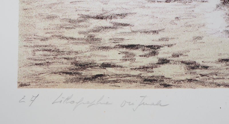 Pierre BRUNO : Au quai de la seine - Lithographie (détail)