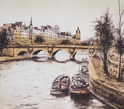 Pierre BRUNO : Au quai de la seine - Lithographie (détail)