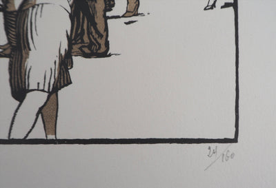 Georges BRUYER : L'Accident, dans la rue, 1929 - Gravure sur bois (détail)