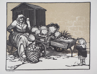 Georges BRUYER : La bonne marchande, 1923 - Gravure sur bois