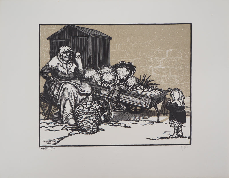 Georges BRUYER : La bonne marchande, 1923 - Gravure sur bois (détail)