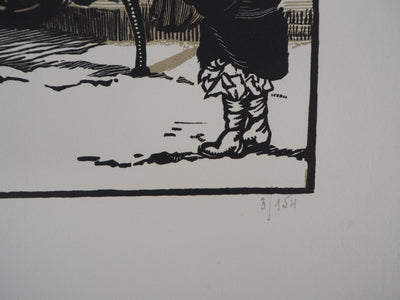 Georges BRUYER : La bonne marchande, 1923 - Gravure sur bois (détail)