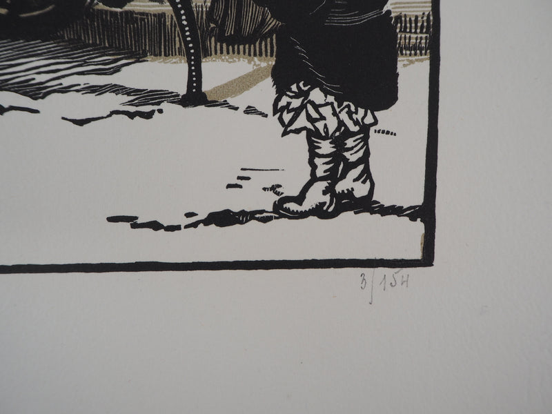 Georges BRUYER : La bonne marchande, 1923 - Gravure sur bois (détail)