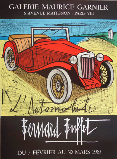 Bernard BUFFET : L'automobile, MG 1937 rouge - Affiche (détail)