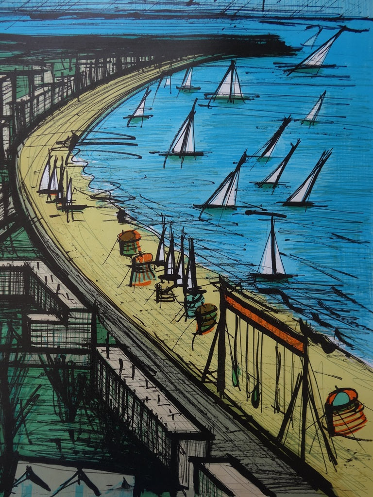 Bernard BUFFET : La plage de la Baule, 1979 - Lithographie (détail)