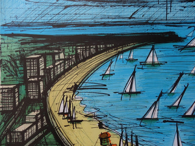 Bernard BUFFET : La plage de la Baule, 1979 - Lithographie (détail)