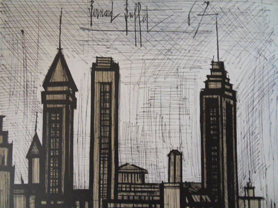 Bernard BUFFET : New York, 1967 - Lithographie (détail)