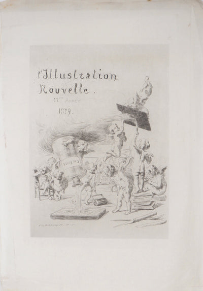 Eugène BURNAND : Angelots : Frontispice de L'Illustration Nouvelle, 11ème année - Gravure (détail)